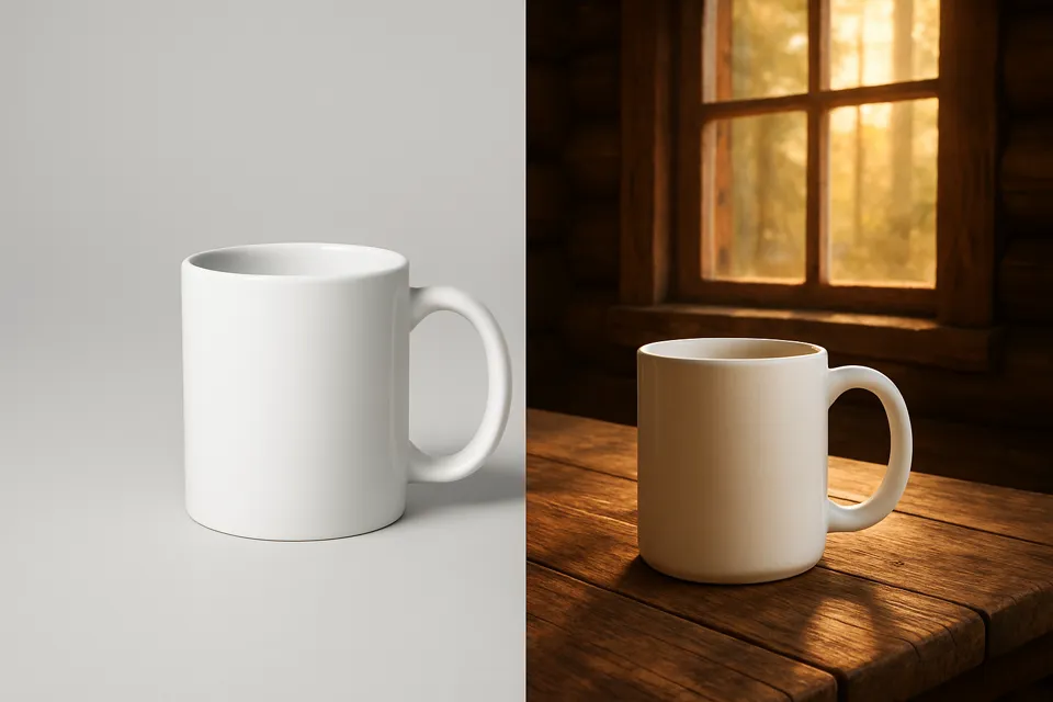 Product photo moved into a new scene with image to image AI