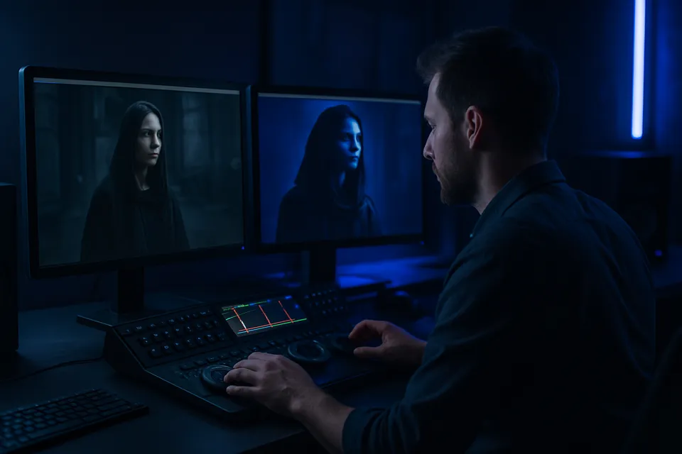 Editor fotografico che confronta una foto originale con una versione rielaborata dall'AI
