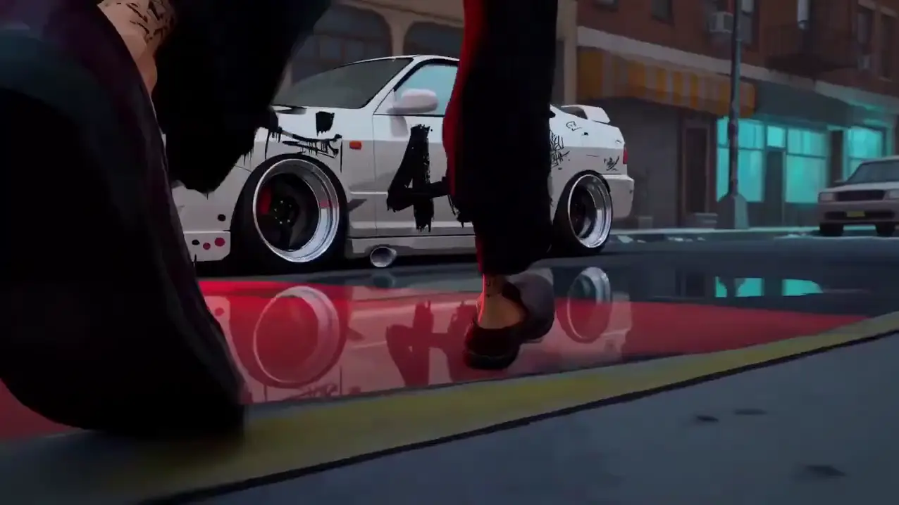 Stylized 3D car drift animation generated with AI